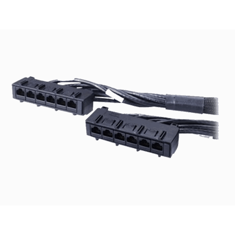 APC DATA DISTR CABLE, CAT6 UTP CMR 6XRJ-45 BLACK, 7FT (2.1M)