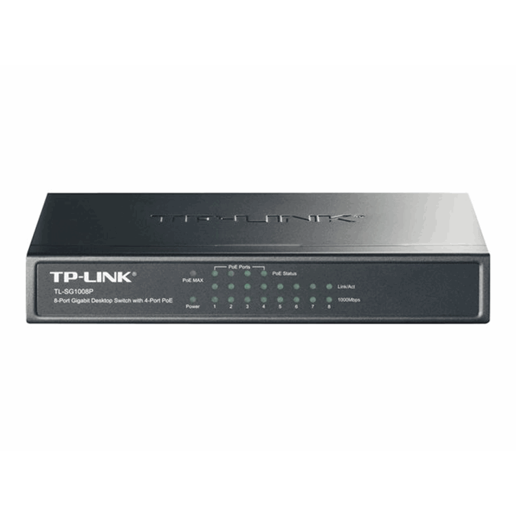 TL-SG1008P 8-Port Gigabit Desktop PoE Switch 8 10/100/1000Mbps RJ45 ports including 4 PoE ports stee TL-SG1008P 8-Port Gigabit Desktop PoE Switch 8 10/100/1000Mbps RJ45 ports including 4 PoE ports stee
