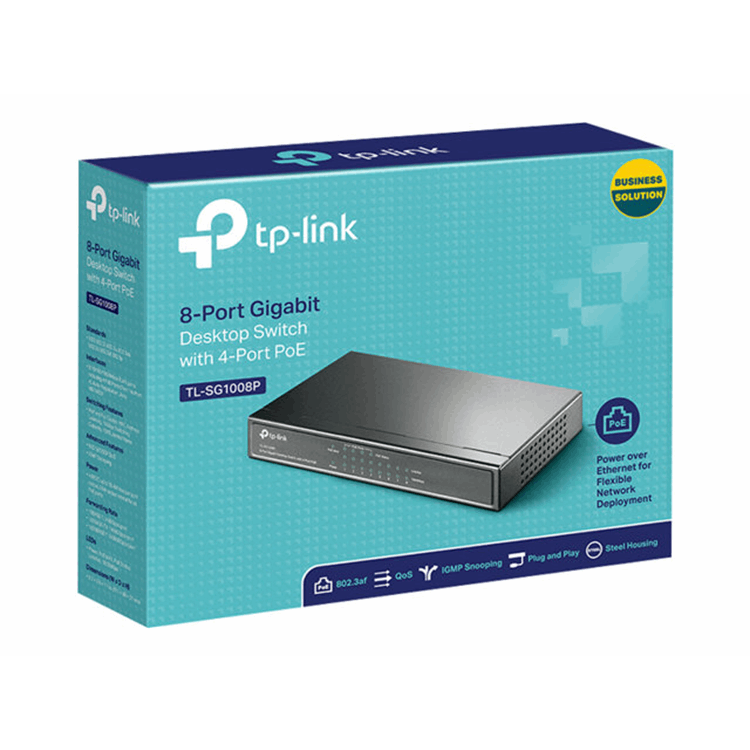 TL-SG1008P 8-Port Gigabit Desktop PoE Switch 8 10/100/1000Mbps RJ45 ports including 4 PoE ports stee