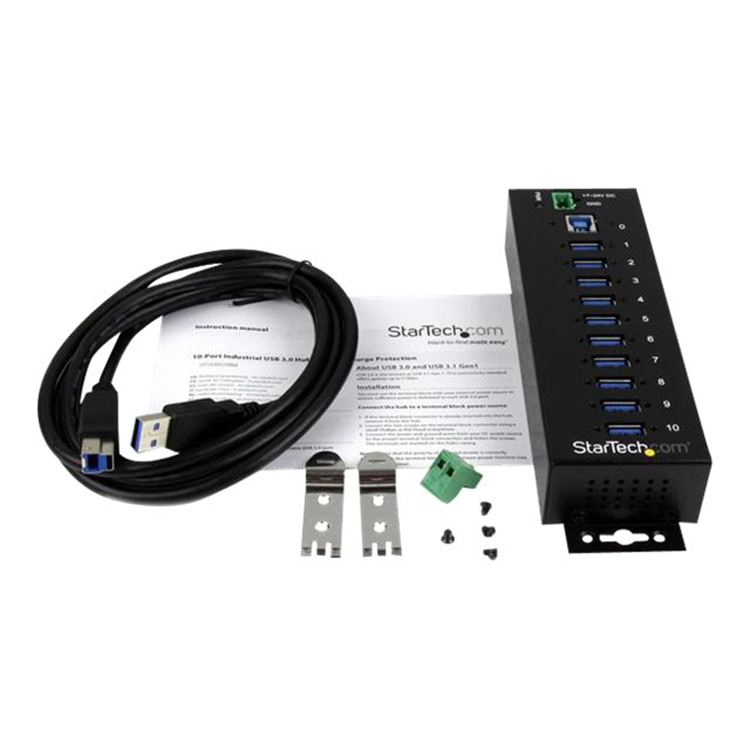 10 Port Industrial USB 3.0 Hub - Metal