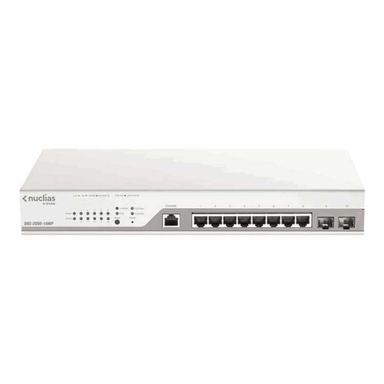 10-Port Gigabit PoE Nuclias Smart Managed Switch including 2x SFP Ports (With 1Year License)