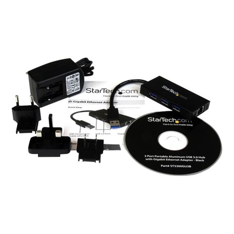 Portable USB 3.0 Hub w/ Gigabit Ethernet