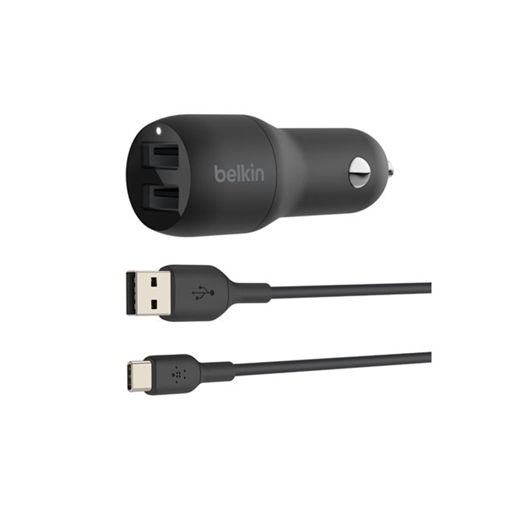 BELKIN Dual USB-A CarCh h1M PVC A-C 24W BELKIN Dual USB-A CarCh h1M PVC A-C 24W