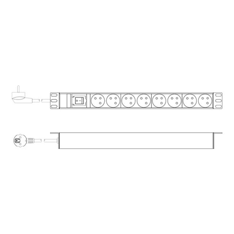 1U Aluminum PDU rackmount 8xCEE power16A