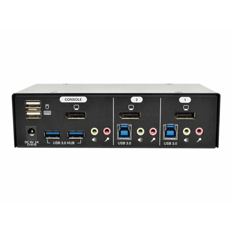 2-Port DisplayPort KVM Switch with Audio Cables and USB 3.0 SuperSpeed Hub