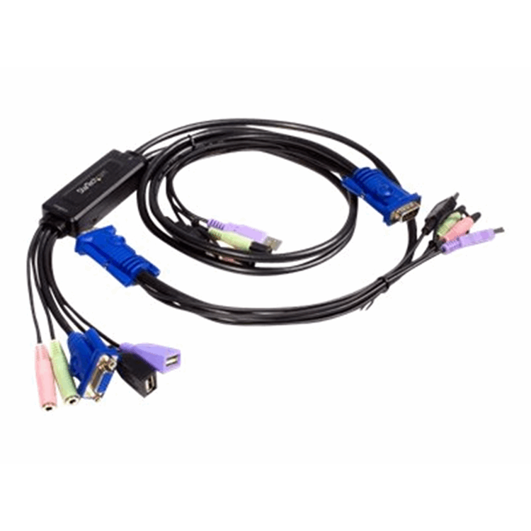 2 Port USB VGA Cable KVM Switch w/ Audio