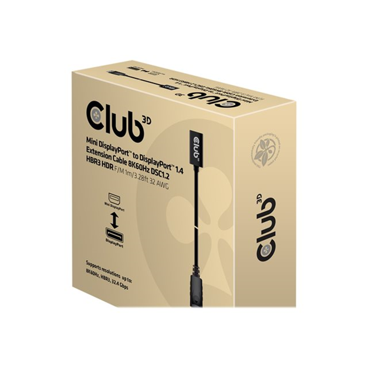 MINIDISPLAY PORT 1.4 TO DISPLAYPORT EXTENSION CABLE 8K60HZ EXTENSION CABLE F/M 1m/3.28ft