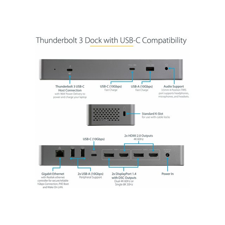 Thunderbolt 3 Dock USB-C /Dual 4K/96W PD