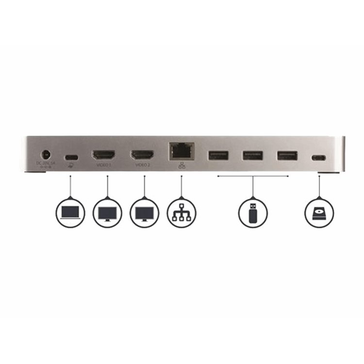 Windows Dual Monitor USB C Dock - 60W PD Windows Dual Monitor USB C Dock - 60W PD