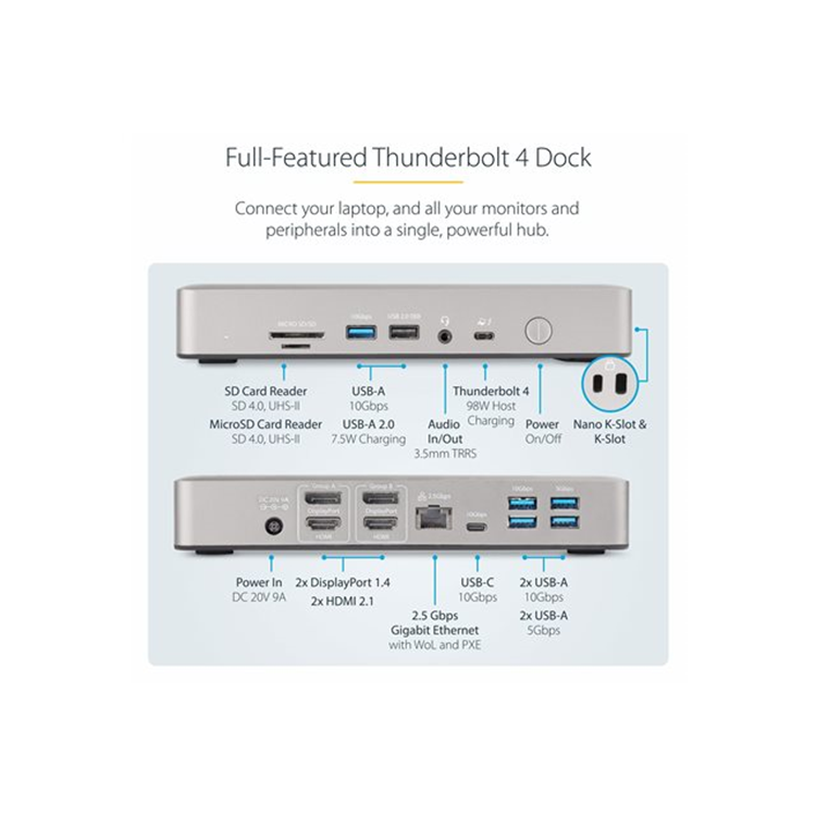 STARTECH Thunderbolt 4 Dock 2x HDMI/DP