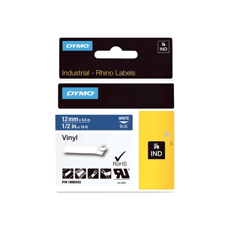 RHINO 12 MM VINYL WHITE ON BLUE RHINO 12 MM VINYL WHITE ON BLUE