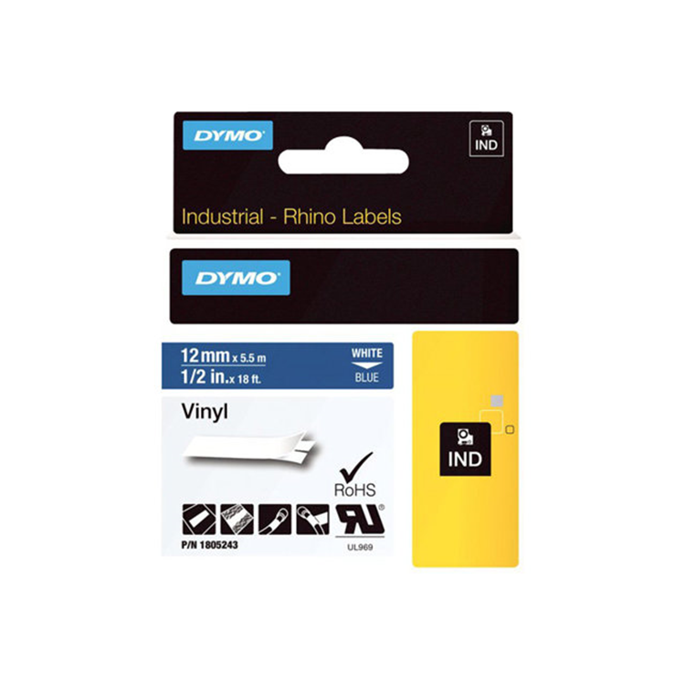 RHINO 12 MM VINYL WHITE ON BLUE