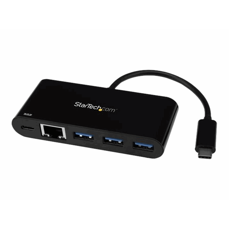 3 Port USB C Hub w/ GbE & PD - USB 3.0