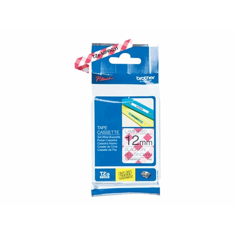 PTOUCH BLACK ON RED GINGHAM TAPE 12MM PTOUCH BLACK ON RED GINGHAM TAPE 12MM