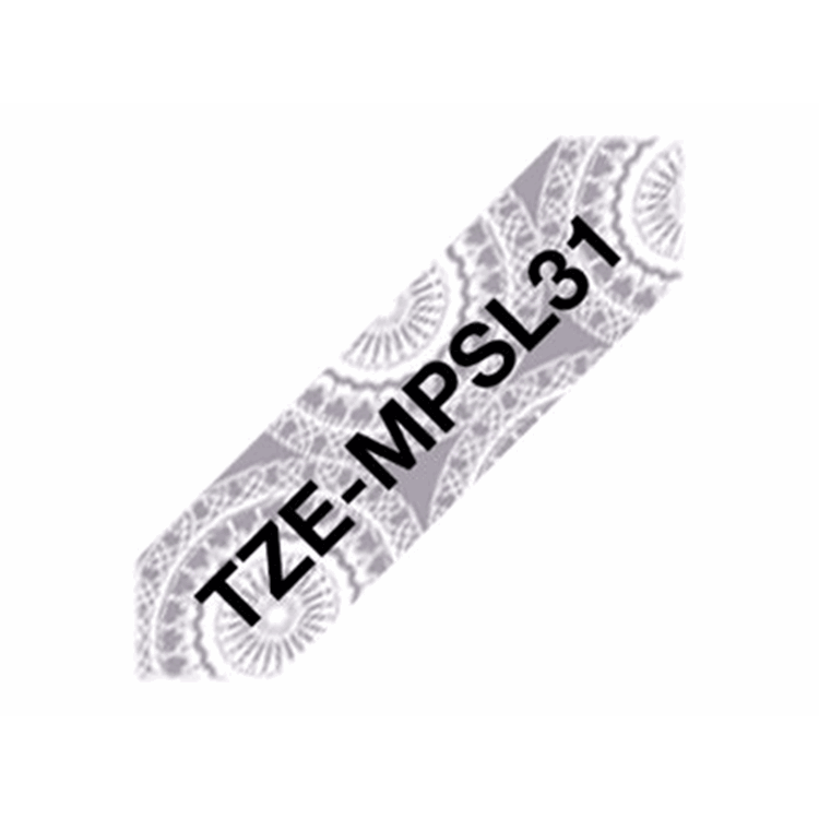TZEMPSL31 12MM BLACK ON SILVER LACE TAPE
