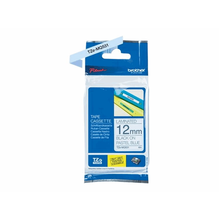 TZEMQ531 12MM BLACK ON PASTEL BLUE TAPE TZEMQ531 12MM BLACK ON PASTEL BLUE TAPE