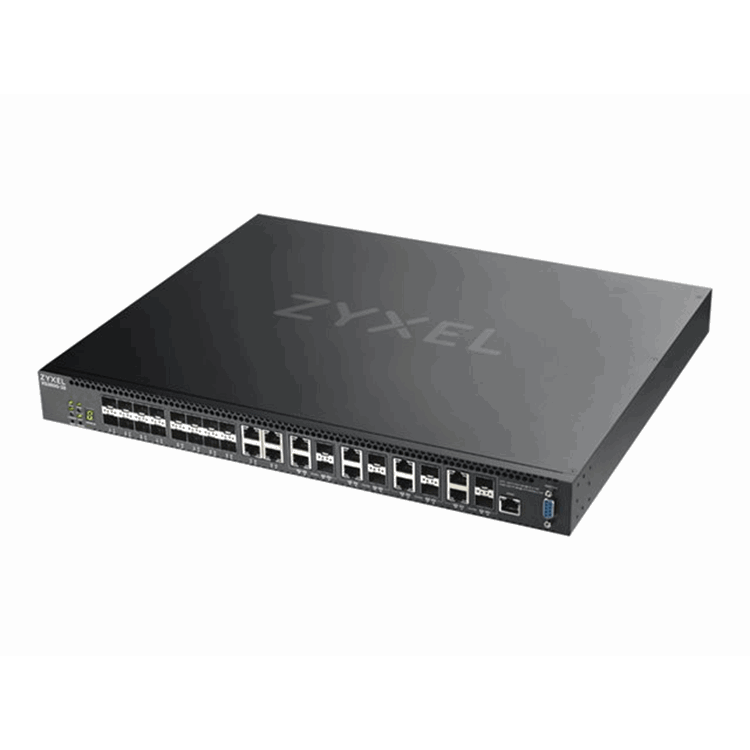 Zyxel XS3800-28 28-port 10GbE L2+ Switch MultiGig 12x 10G Copper 8x 10G dual pers. 8x 10G SFP+. Zyxel XS3800-28 28-port 10GbE L2+ Switch MultiGig 12x 10G Copper 8x 10G dual pers. 8x 10G SFP+.