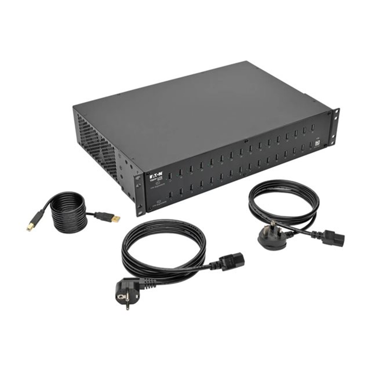 32-Port USB Charging Station with Syncing 230V 5V 80A 400W USB Charger Output 2U Rack-Mount 32-Port USB Charging Station with Syncing 230V 5V 80A 400W USB Charger Output 2U Rack-Mount