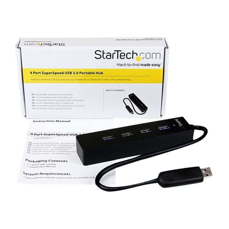 4 Port USB 3.0 Hub with Built-in Cable