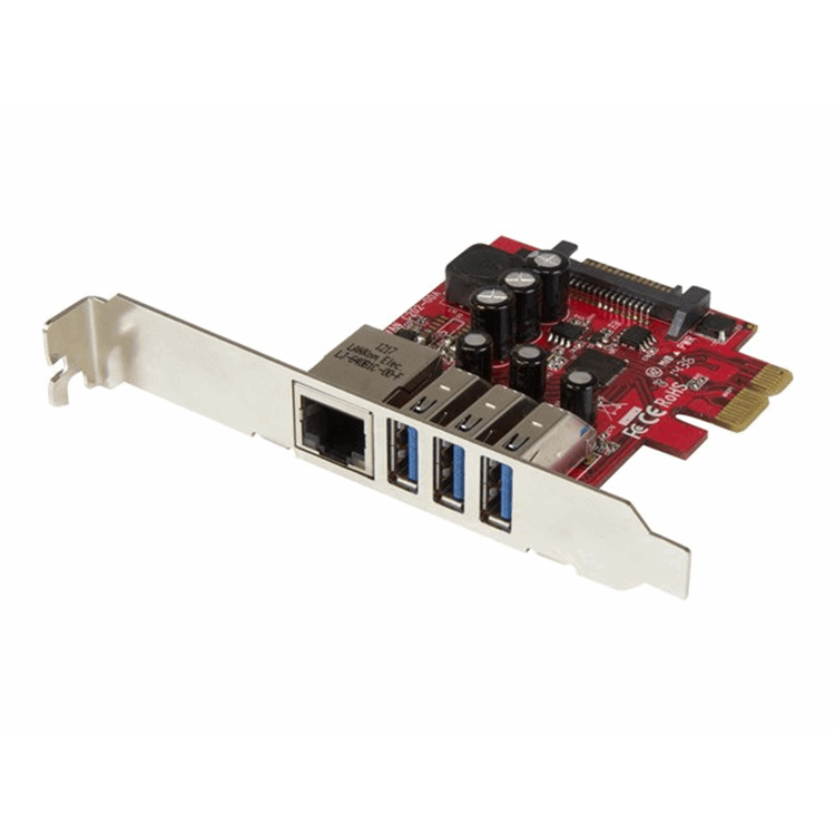 3Pt PCIe USB 3.0 Card + Gigabit Ethernet