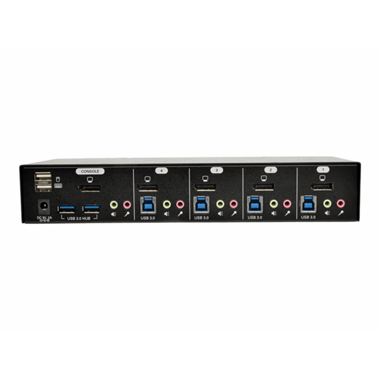 4-Port DisplayPort KVM Switch with Audio Cables and USB 3.0 SuperSpeed Hub