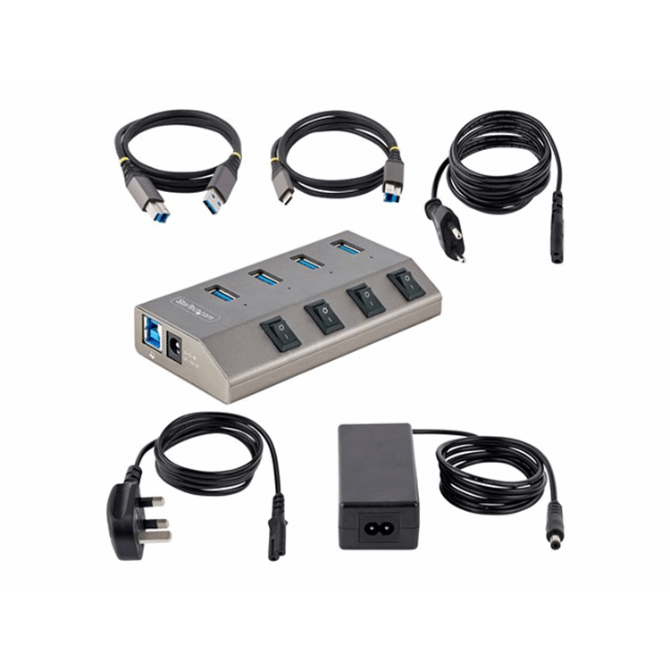 4-Port Self-Powered USB-C Hub 4x BC 1.2