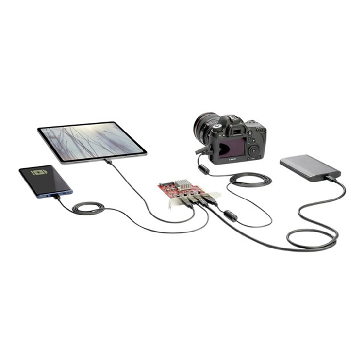 4-Port USB PCIe Card - 10Gbps 2x USB-C 2