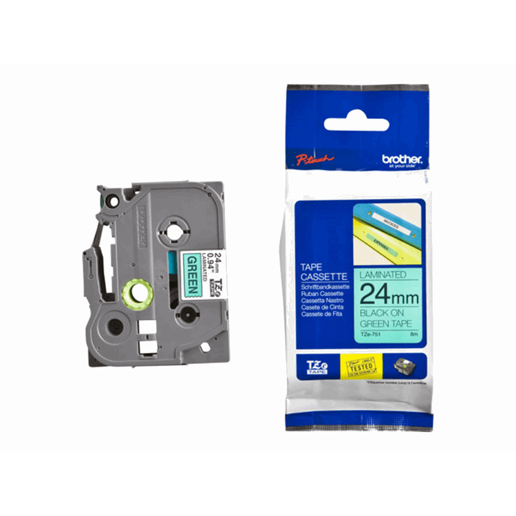 TZ-751 24mm - black on green - laminated (8m) TZ-751 24mm - black on green - laminated (8m)