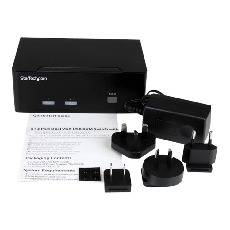 2-port KVM Switch w/ Dual VGA - USB 2.0