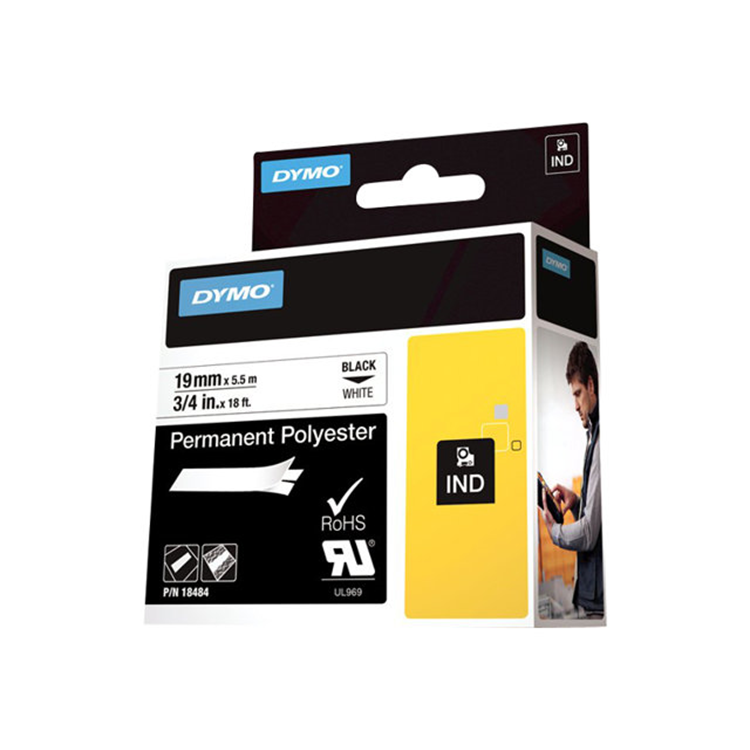 RHINO TAPE PERM. POLYESTER 19MM WIT RHINO TAPE PERM. POLYESTER 19MM WIT