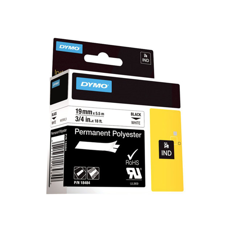 RHINO TAPE PERM. POLYESTER 19MM WIT RHINO TAPE PERM. POLYESTER 19MM WIT