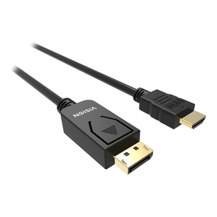 VISION 2m Black DP to HDMI cable VISION 2m Black DP to HDMI cable