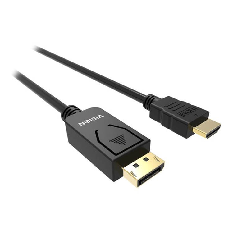 VISION 2m Black DP to HDMI cable VISION 2m Black DP to HDMI cable