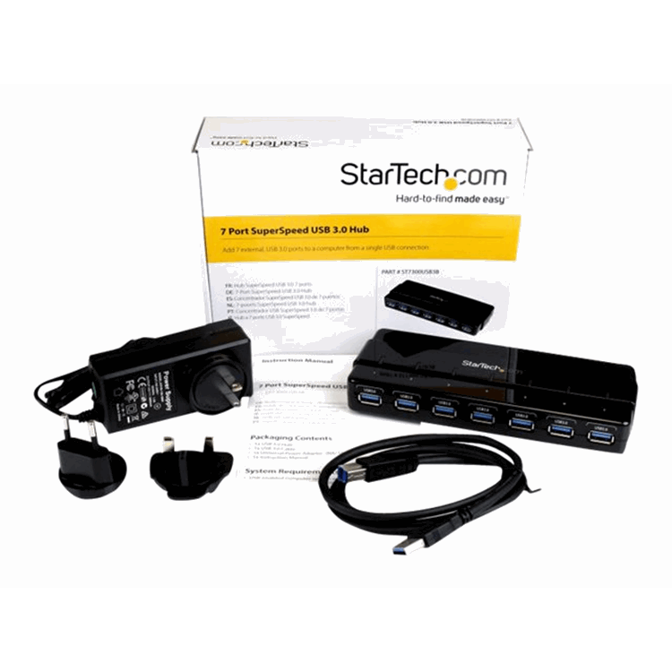 7 Port SuperSpeed USB 3.0 Hub w/ Adapter