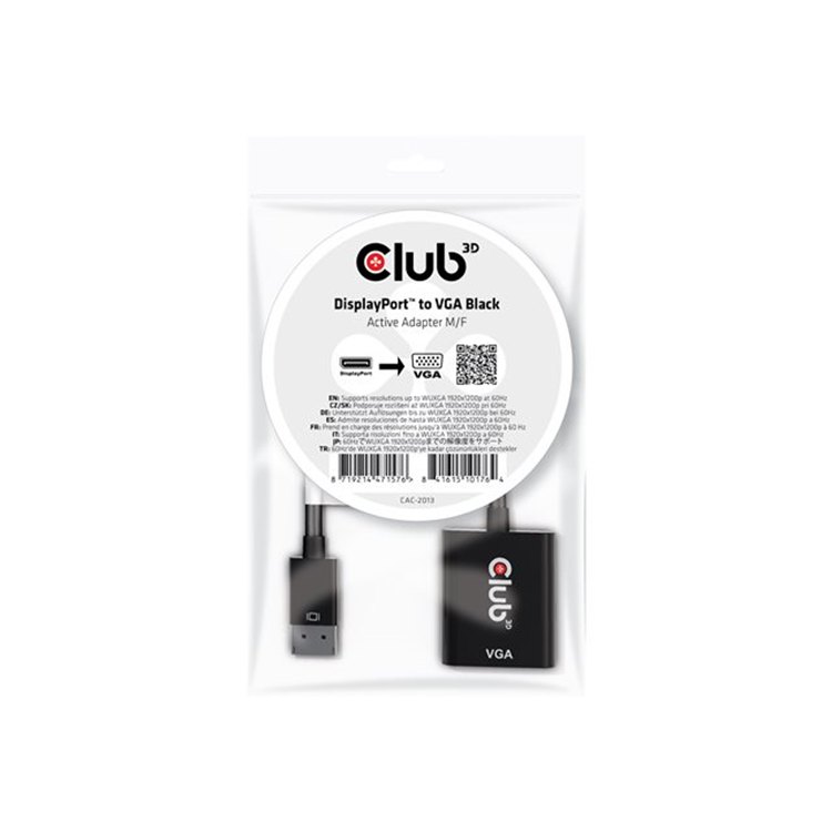 DISPLAY PORT 1.1A MALE TO VGA FEMALE ACTIVE ADAPTER BLACK