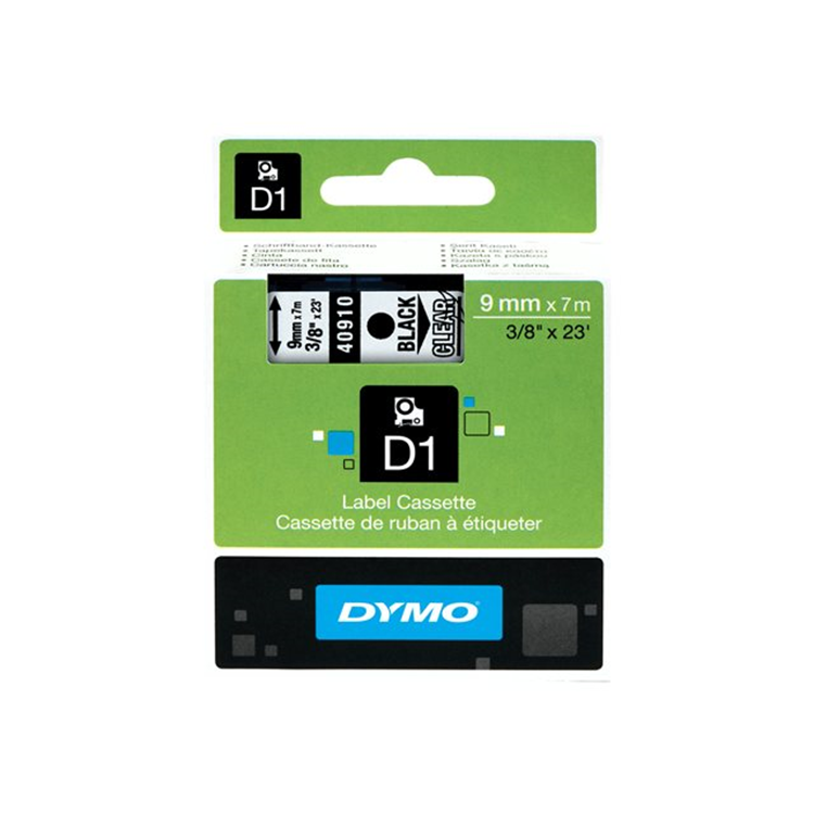 TAPE 9MMX7M ZWART/TRANSPARANT TAPE 9MMX7M ZWART/TRANSPARANT