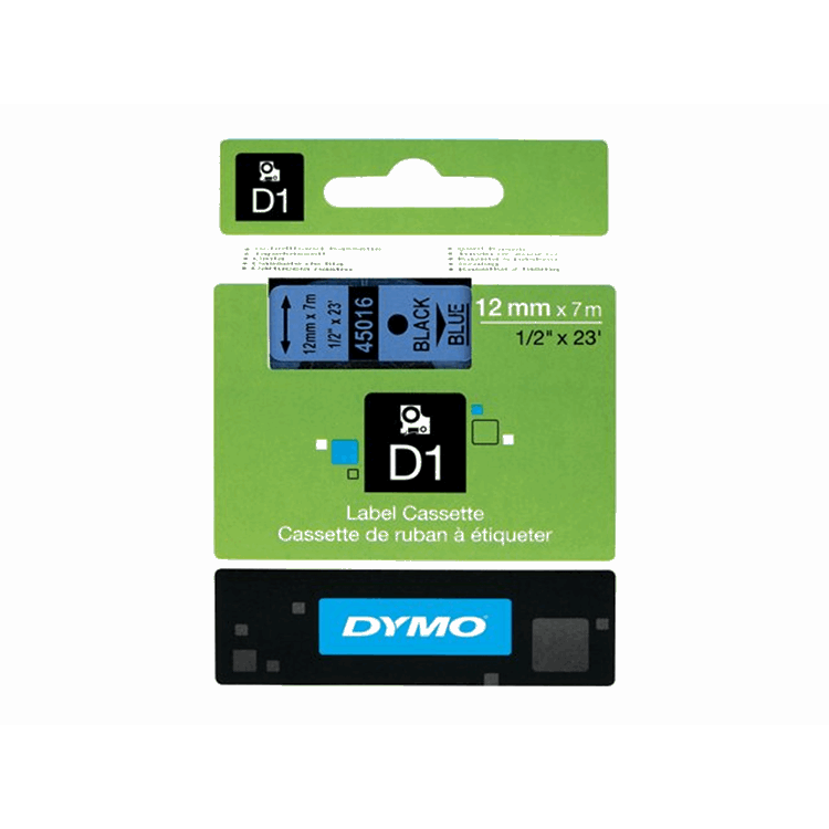 TAPE 12MMX7M ZWART/BLAUW