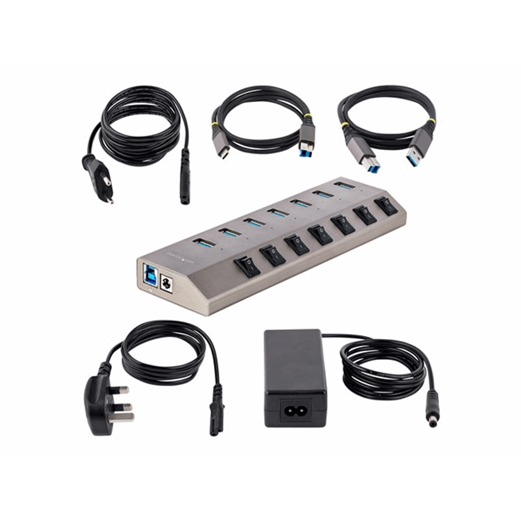 7-Port Self-Powered USB-C Hub 7x BC 1.2