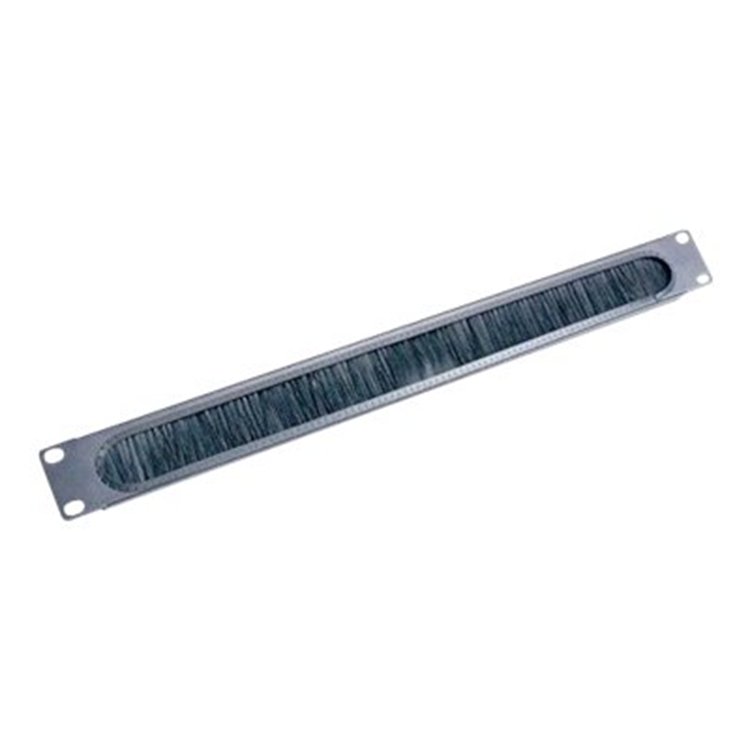1U CABLE PASS-THRU W/ BRUSH STRIP BLACK
