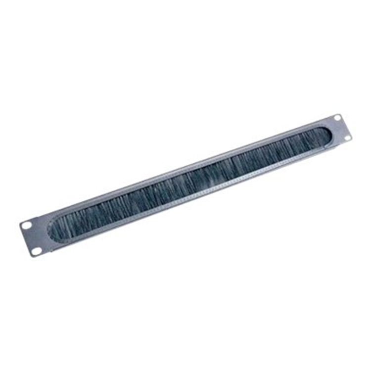 1U CABLE PASS-THRU W/ BRUSH STRIP BLACK