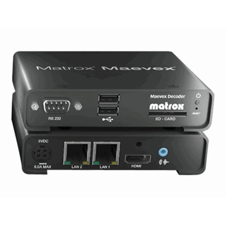 Maevex 5150 Decoder / Video over IP Decoder. HDMI/DVI-out. up-to 1920x1200/1080p60 output. HDMI/anal Maevex 5150 Decoder / Video over IP Decoder. HDMI/DVI-out. up-to 1920x1200/1080p60 output. HDMI/anal