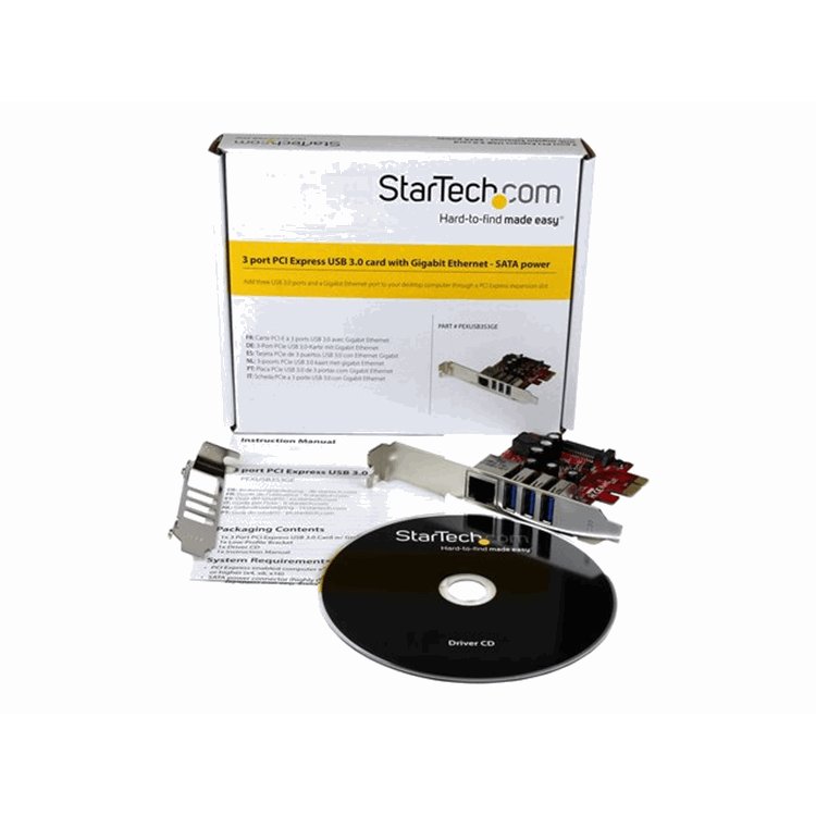 3Pt PCIe USB 3.0 Card + Gigabit Ethernet