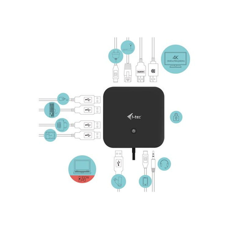 i-tec USB-C HDMI DP Dock PD100W 2x LCD +