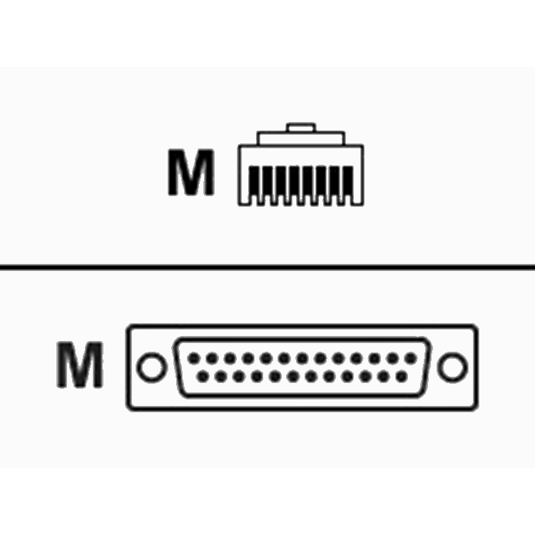 Auxiliary Cable 8ft with RJ45 and DB25M Auxiliary Cable 8ft with RJ45 and DB25M
