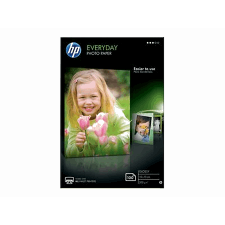 HP EVERYDAY GLOSSY PHOTO PAPER WHITE 100X150MM 100 SHEETS