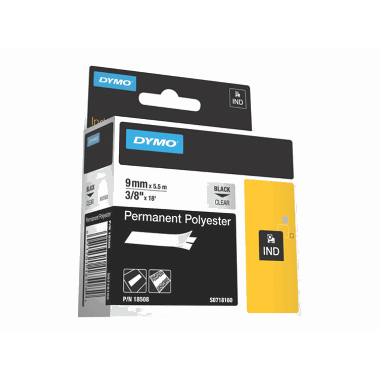Rhino tape perm. polyester 9mm Transp