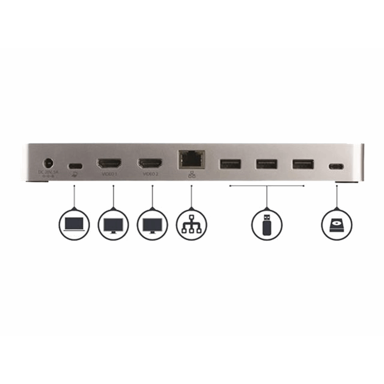 Windows Dual Monitor USB C Dock - 60W PD