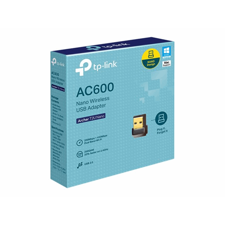 AC600 Nano Wi-Fi USB Adapter 433Mbps at5GHz + 200Mbps at 2.4GHz  USB 2.0