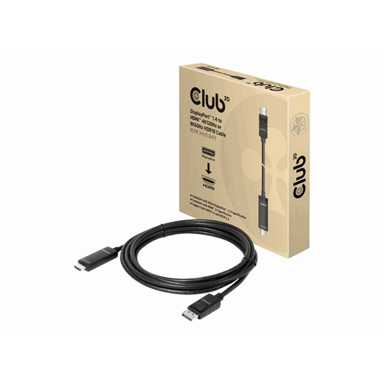 DisplayPort 1.4 to HDMI 4K144Hz or 8K60Hz HDR10 cable 3m