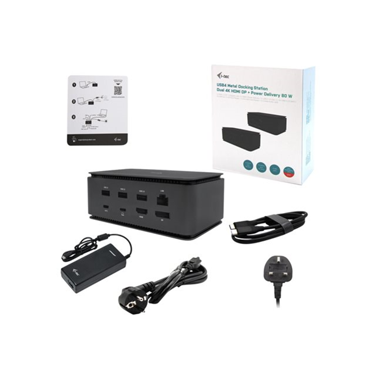 i-tec USB4 Dual Dock + Charger PD 80W +
